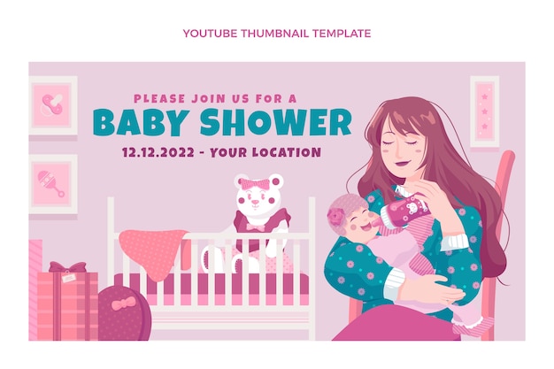 Free vector babyshower youtube thumbnail template