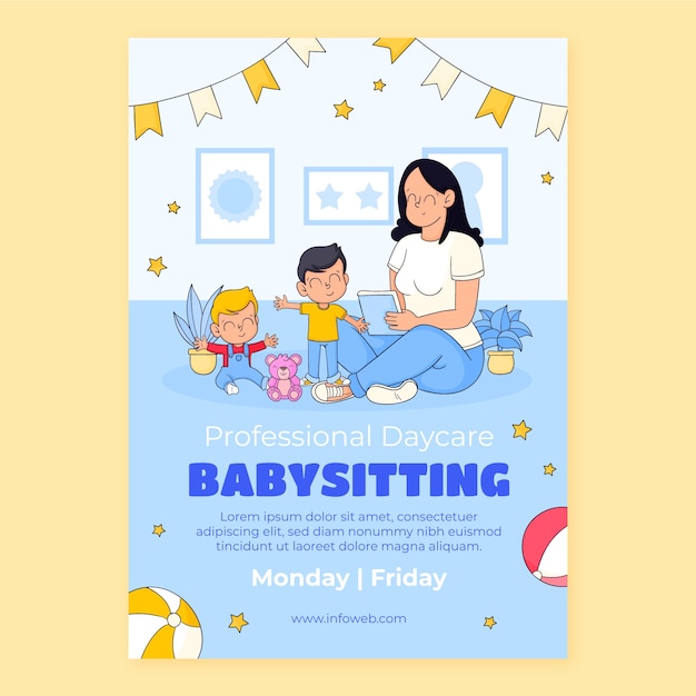 Free vector babysitting template design