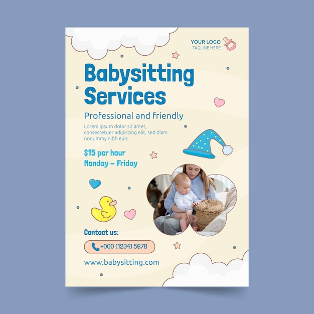 Free vector babysitting template design