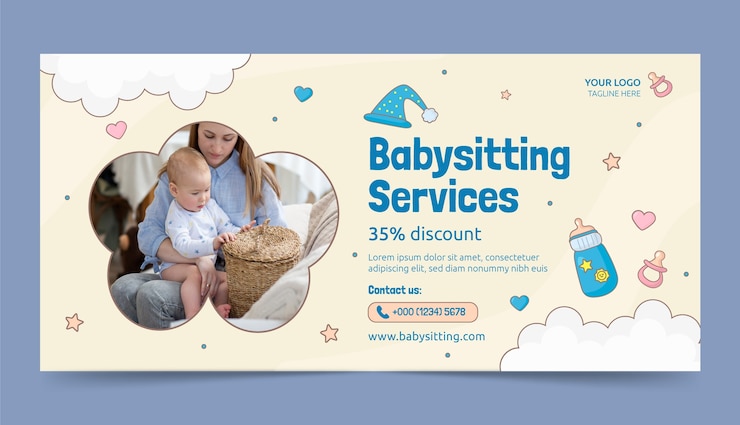 Free Vector | Babysitting template design