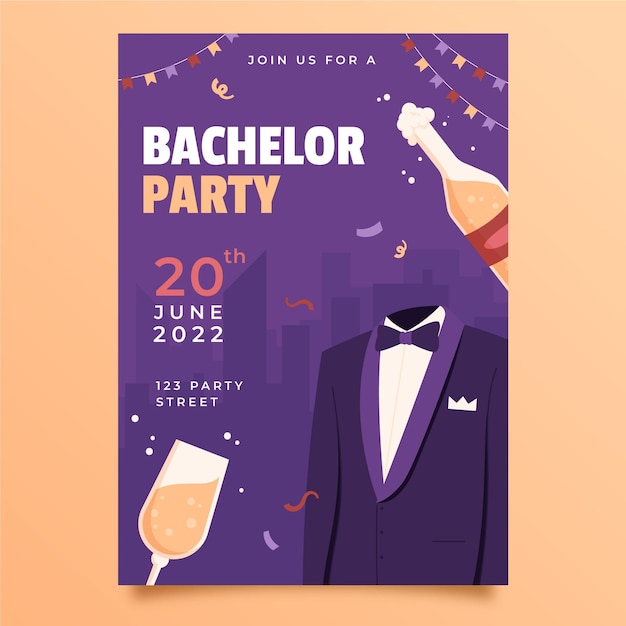 Free vector bachelor party invitation template