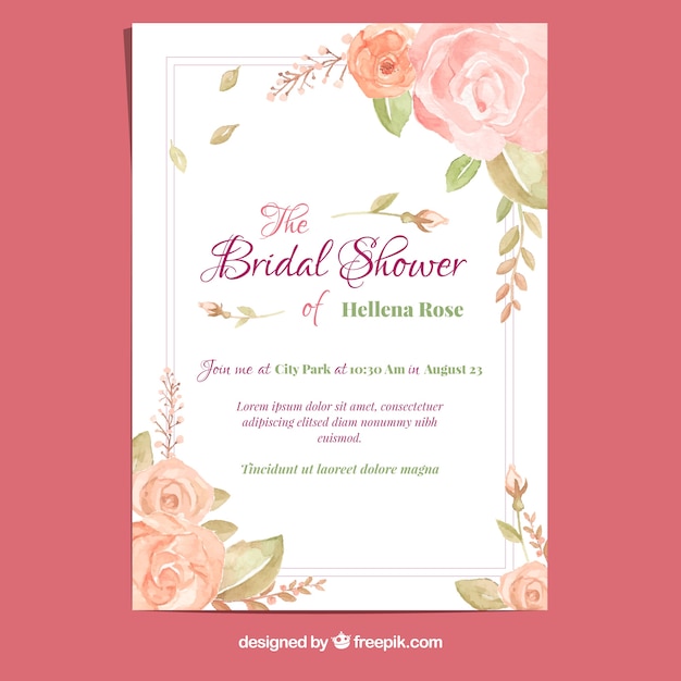 Free vector bachelorette card with watercolor roses