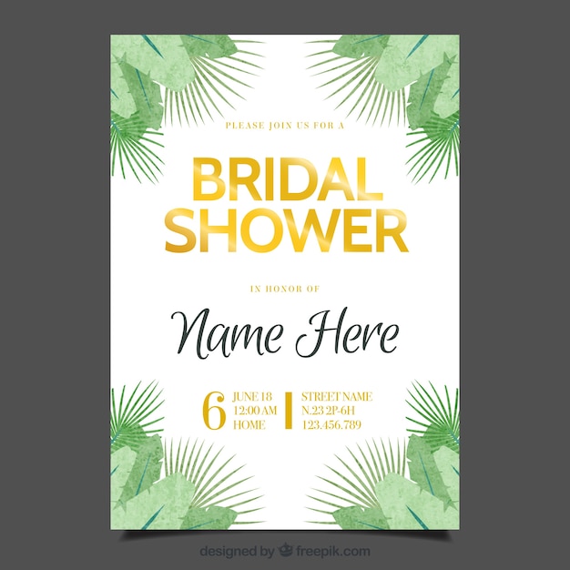 Bachelorette invitation template with green vegetation