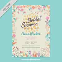 Free vector bachelorette invitation with colored flowers in flat design