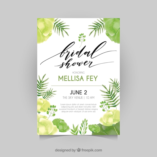 Bachelorette invitation with vegetation in green tones