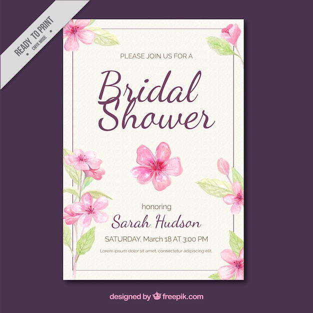 Free vector bachelorette invitation with watercolor flowers