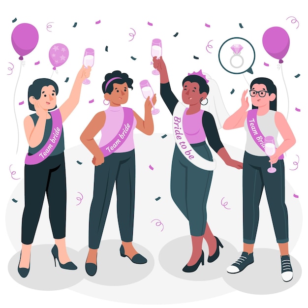 Free vector bachelorette party concept illustration