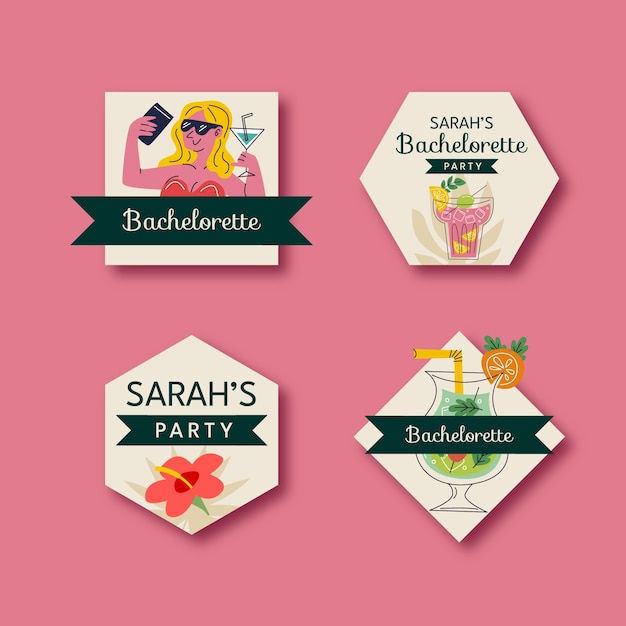 Free vector bachelorette party labels  template