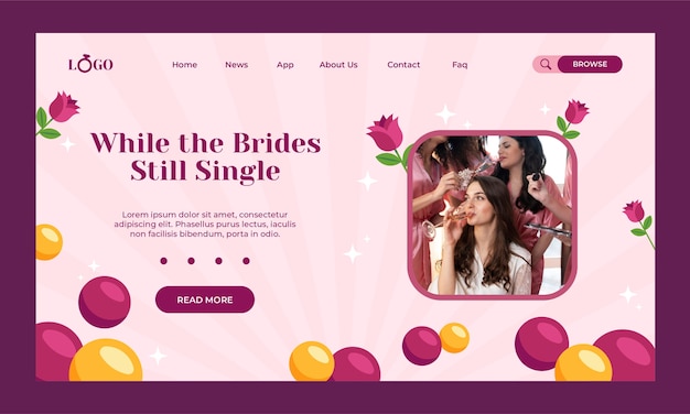 Free vector bachelorette party landing page template