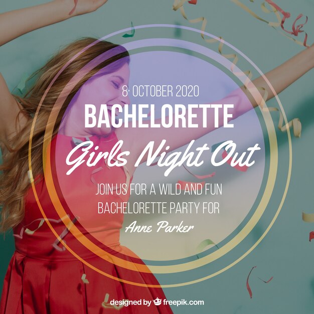 Bachelorette party template with a round frame