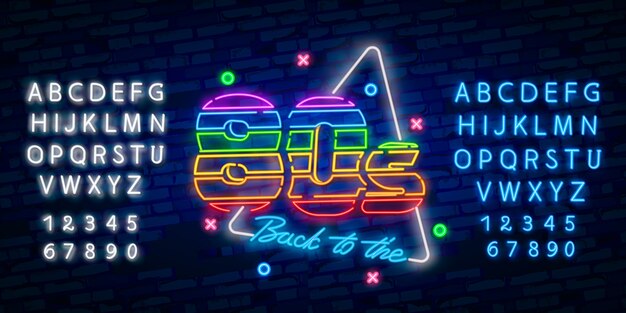 Back to the 80s neon sign | Premium Vector
