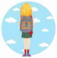 Free vector back of backpacker simple character