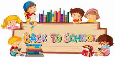 Free vector back to chool template on wooden board