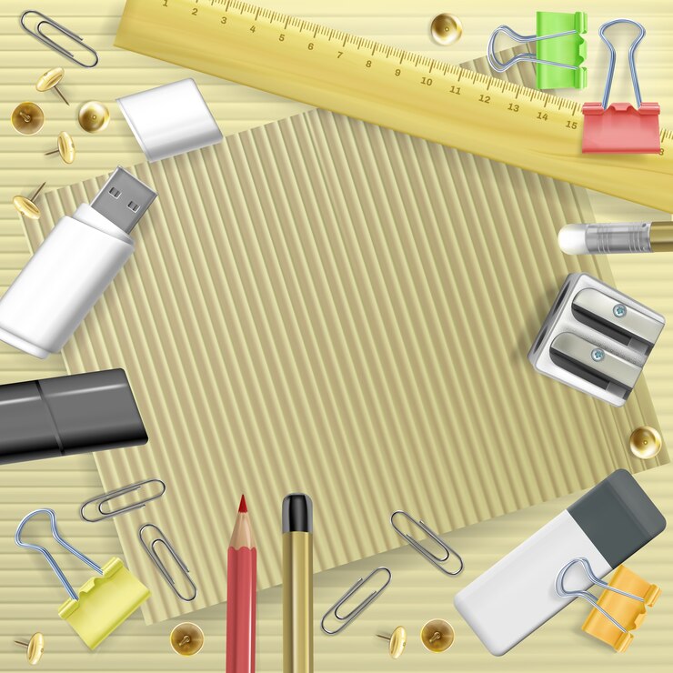 Free Vector back to college illustration of stationery for greeting card. template of school education