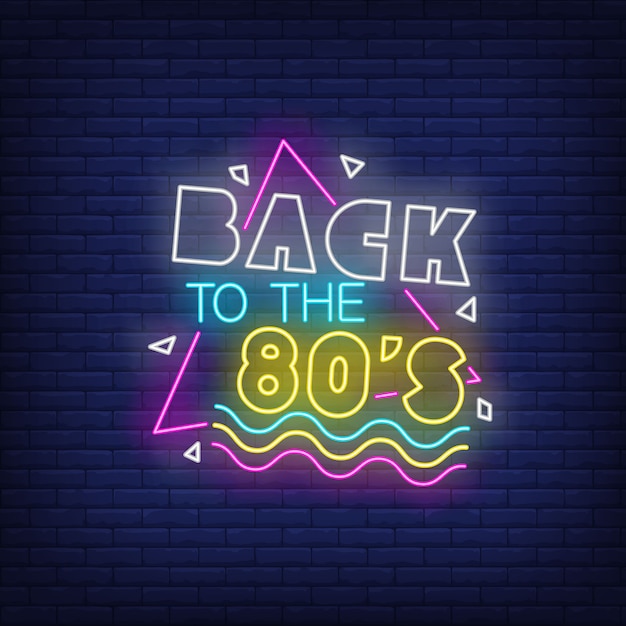 Free vector back to eighties neon lettering.