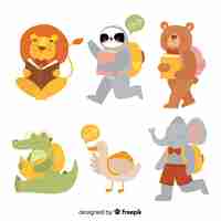 Free vector back to school animal collection