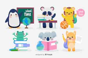 Free vector back to school animals ready to study