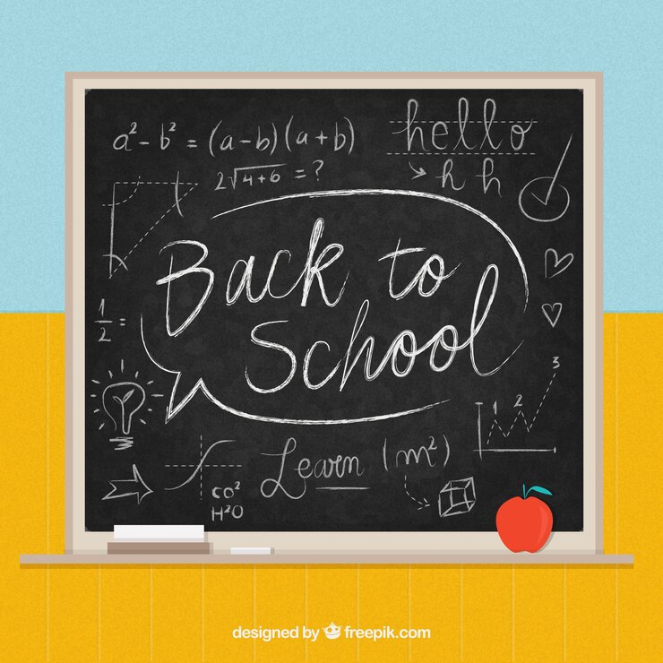 Free Vector back to school background in blackboard style