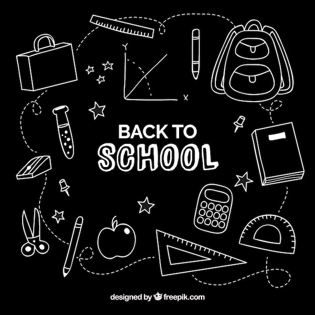 Back to school background in chalk style