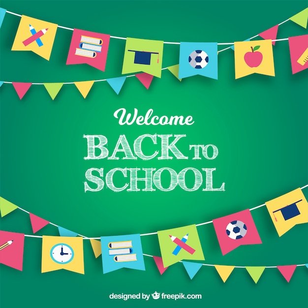 Back to school background in flat design