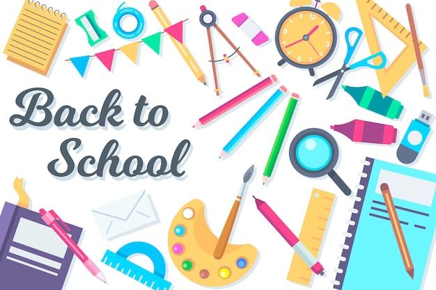 Back to school background in flat design