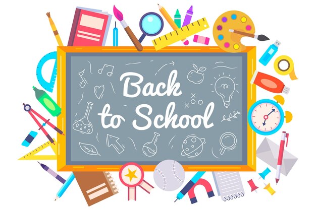 Back to school background in flat design