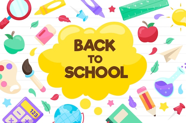 Back to school background in flat design