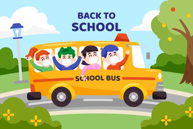 Back to school background in flat design