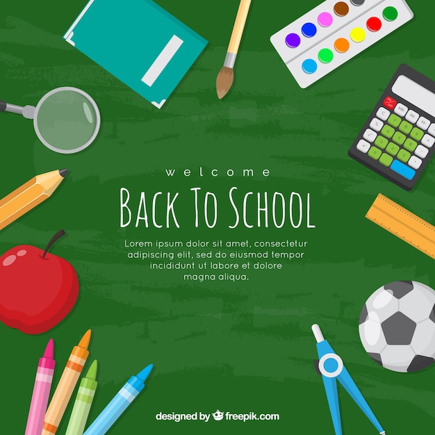 Back to school background in flat style