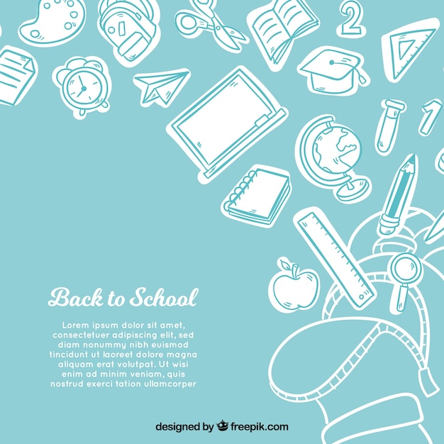 Back to school background in hand drawn style