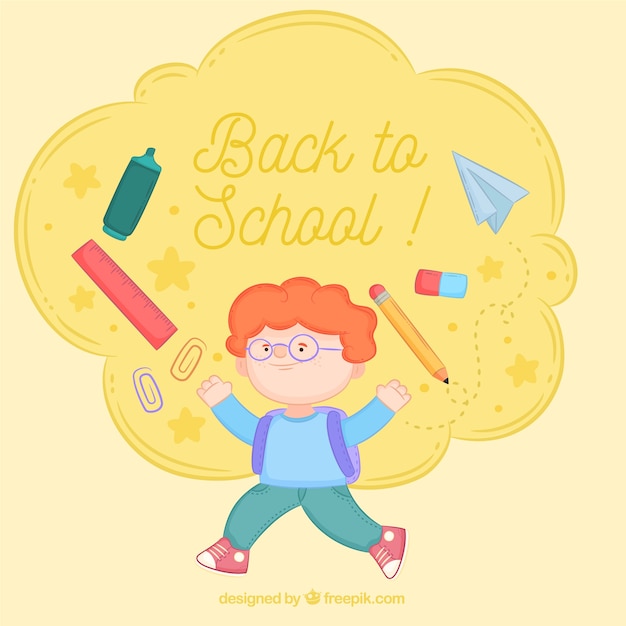 Back to school background with boy free vector download