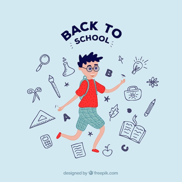 Back to school background with boy