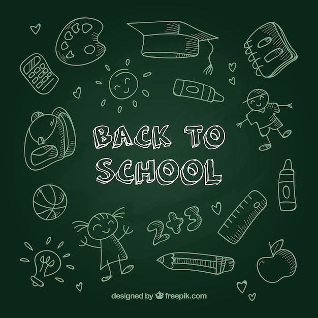 Back to school background with chalk elements