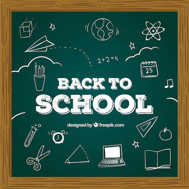 Free vector back to school background with chalkboard style