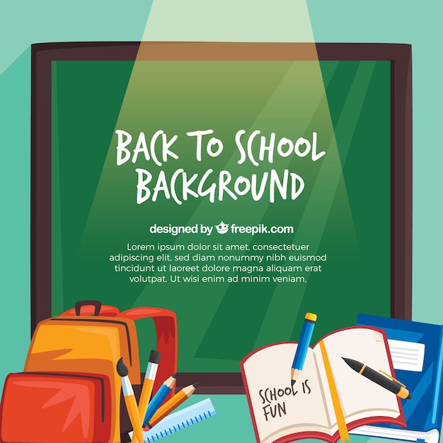 Free vector back to school background with chalkboard