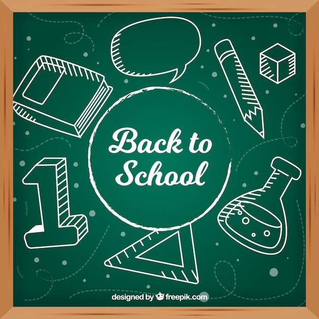 Free vector back to school background with chalkboard