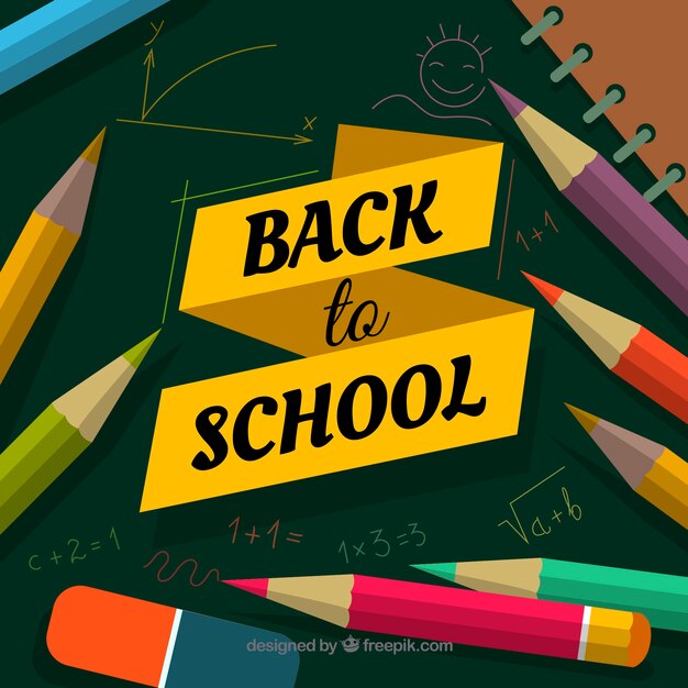 Free vector back to school background with colored pencils