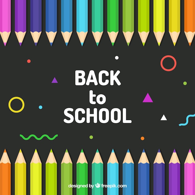 Back to school background with colored pencils