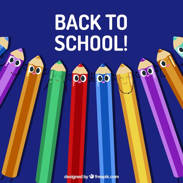 Free vector back to school background with colorful pencils