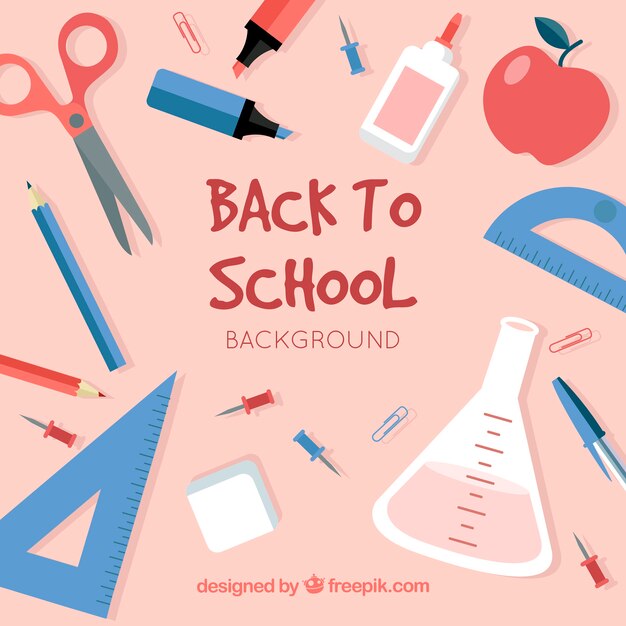 Back to school background with different tools