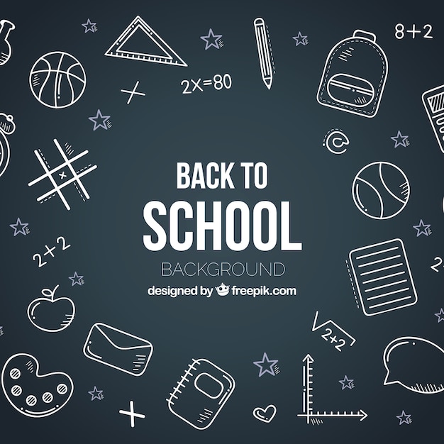 Back to school background with elements on blackboard