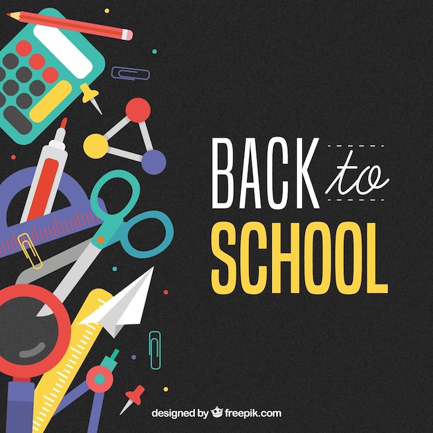 Back to school background with elements on left