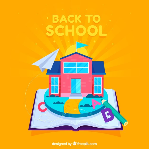 Back to school background with flat design