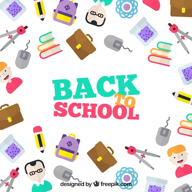 Back to school background with flat design