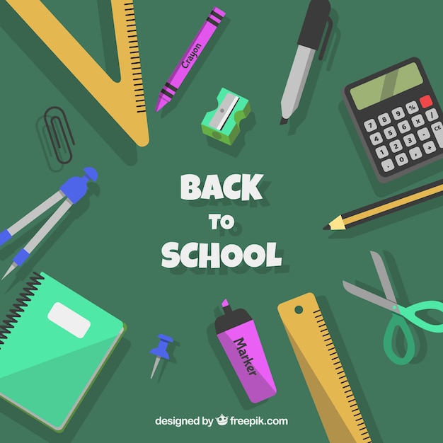 Back to school background with flat elements