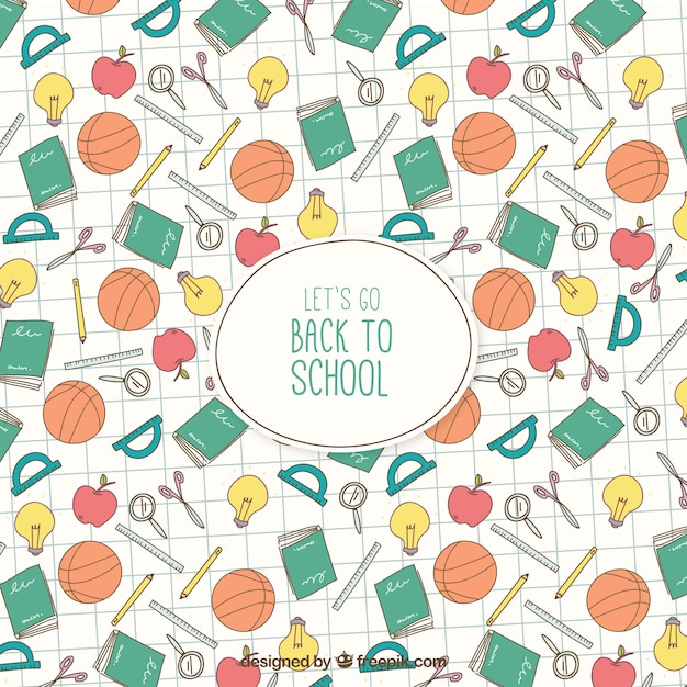 Back to school background with hand drawn elements