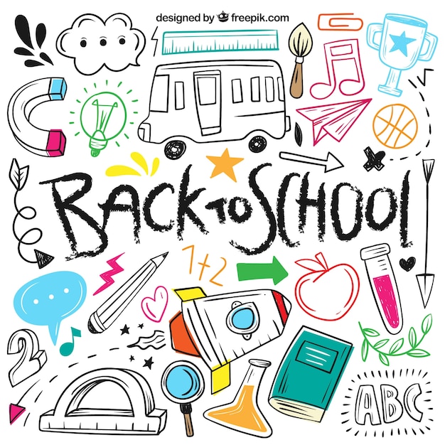 Back to school background with hand drawn elements