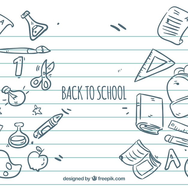 Free vector back to school background with hand drawn style