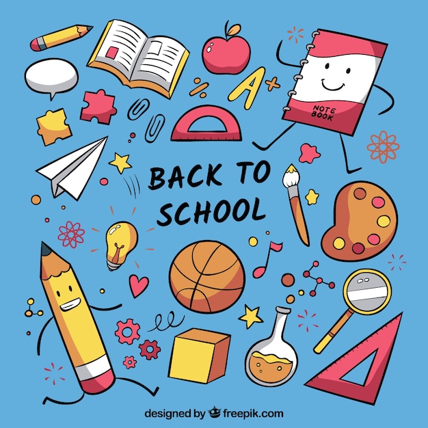 Free vector back to school background with hand drawn style