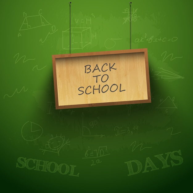 Back to school background with hanging plank